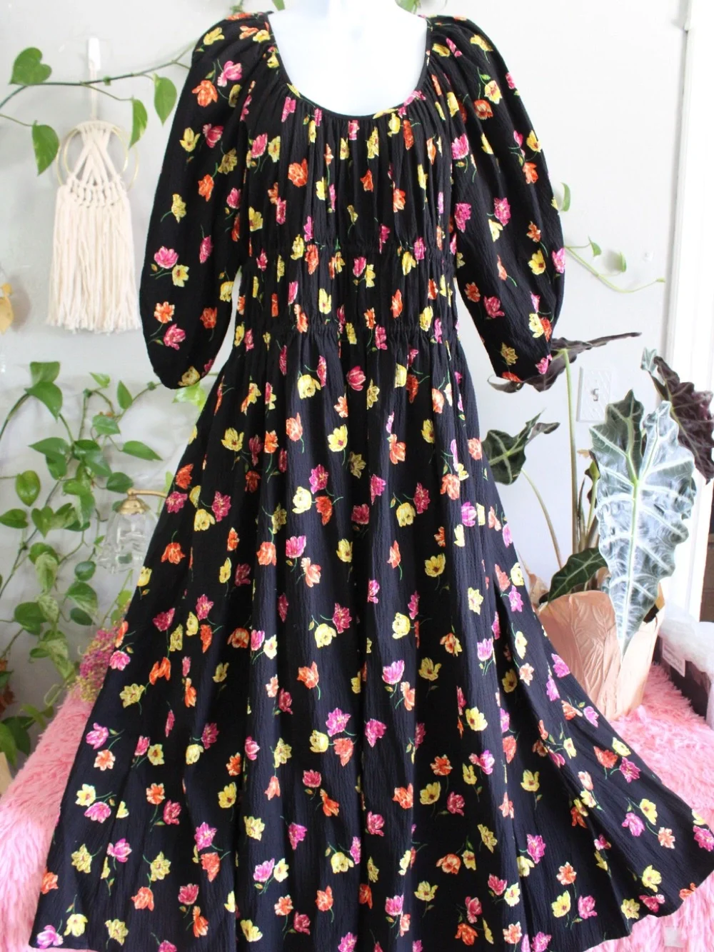 Kate Spade New York Black Floral Midi Maxi Dress Size L NWT MSRP $378